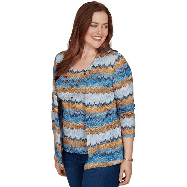 Womens Alfred Dunner Tuscany Two In One Abstract Stripe Blouse