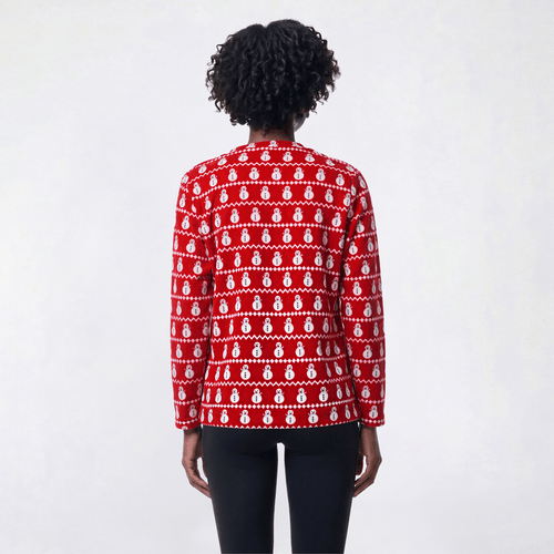 Womens Hasting & Smith Long Sleeve Snowman Fleece Sweater