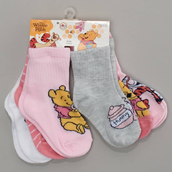 Toddler Girl 5pr. Winnie The Pooh Gripper Socks - image 