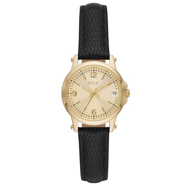 Womens RELIC by Fossil Gold-Tone & Black Strap Watch - ZR34630 - image 