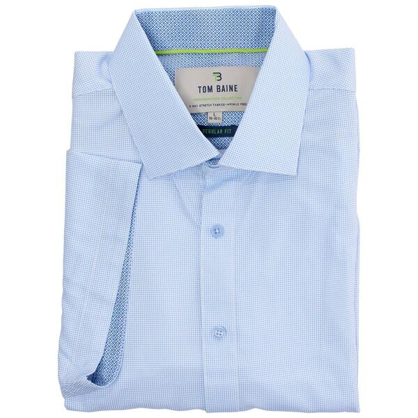 Mens Tom Baine Short Sleeve Regular Fit Checkered Dress Shirt - image 