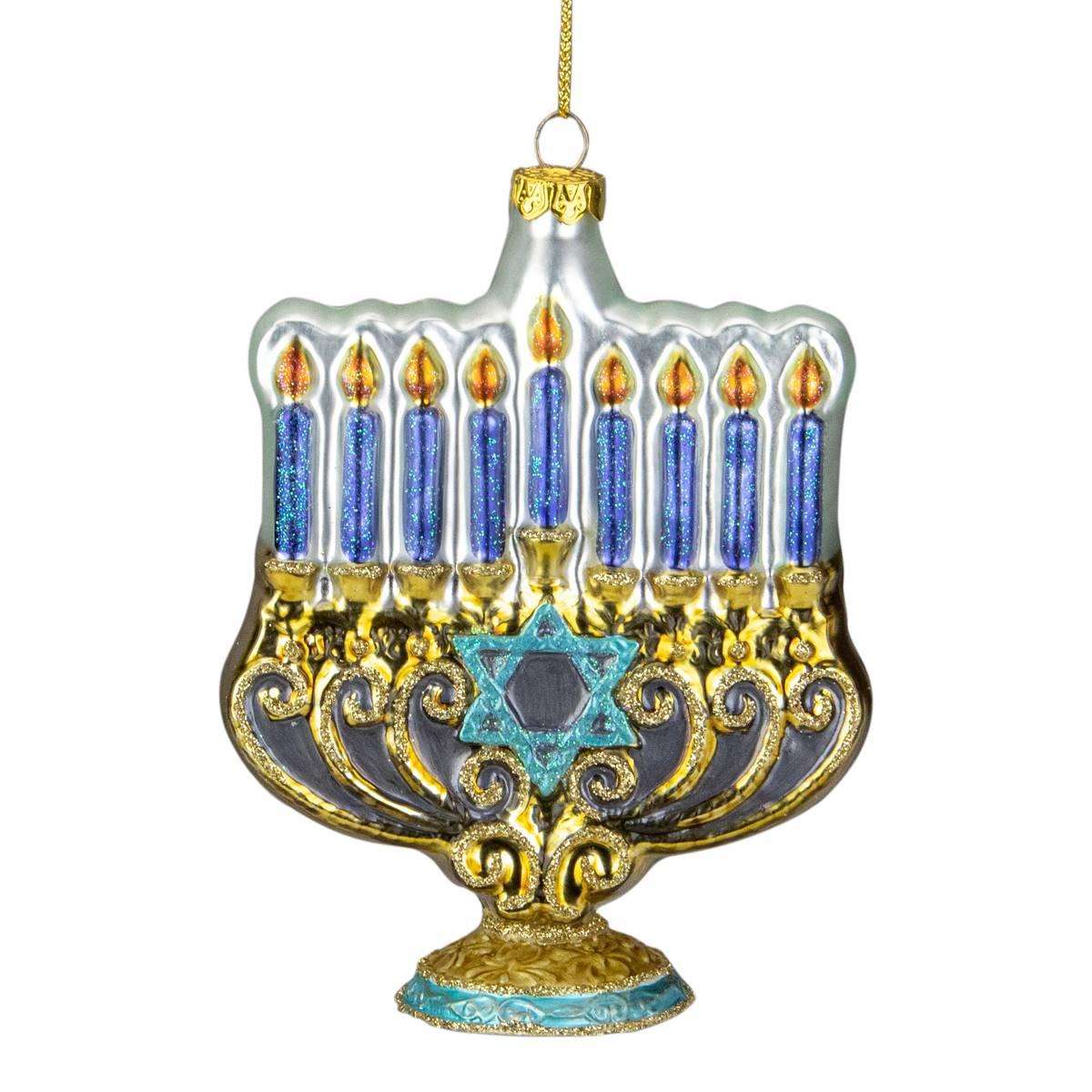 Northlight Seasonal Menorah Glass Hanukkah Ornament