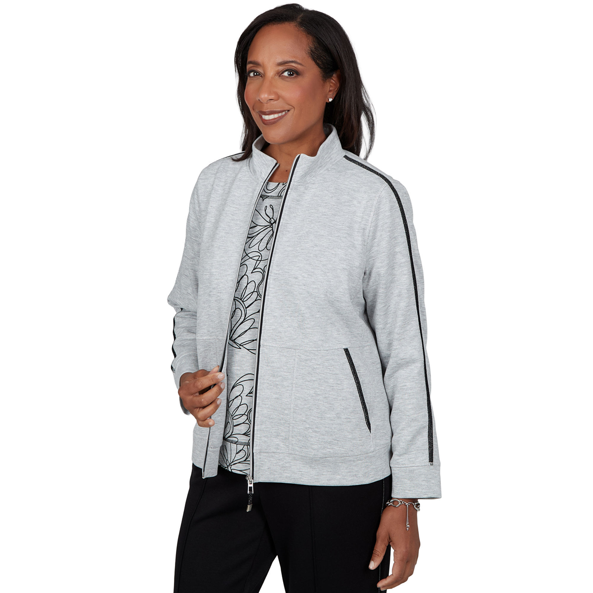 Womens Alfred Dunner Weekend Warrior Zip Front Jacket
