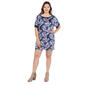 Plus Size  24/7 Comfort Apparel Taylor Blue Feather Shift Dress - image 1