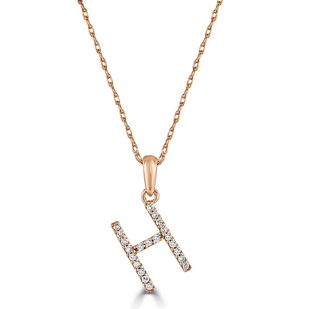 Diamond Classics™ 14kt. Rose Gold Initial H Letter Necklace