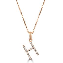 Diamond Classics(tm) 14kt. Rose Gold Initial H Letter Necklace
