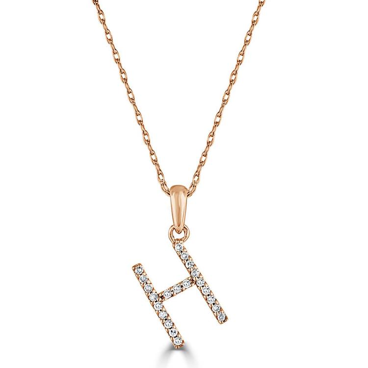 Diamond Classics(tm) 14kt. Rose Gold Initial H Letter Necklace
