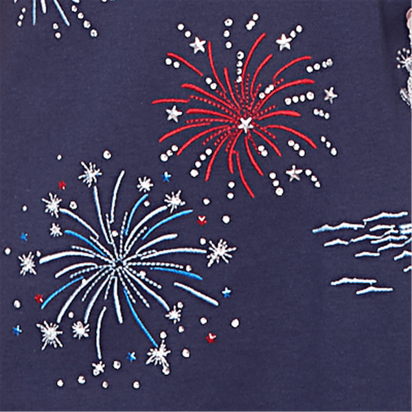 Petite Alfred Dunner Lady Liberty Fireworks Embroidery Blouse