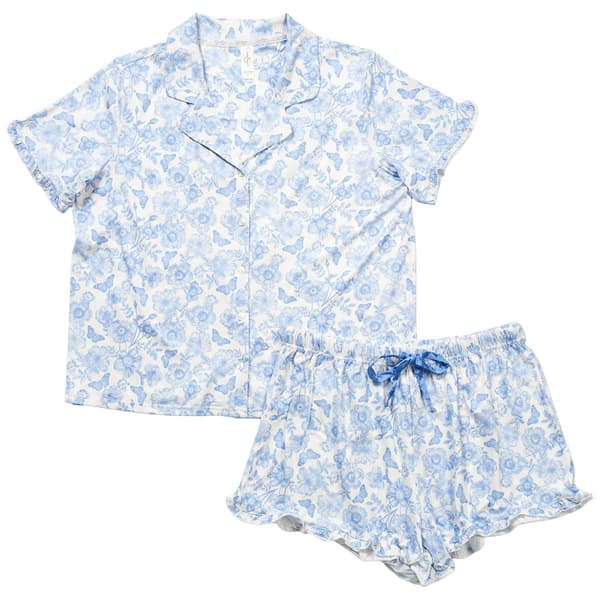 Womens Jessica Simpson Flowers Butterfly Ruffled Pajama Set