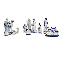 Kurt S. Adler Porcelain Delft Blue 11pc. Nativity Set