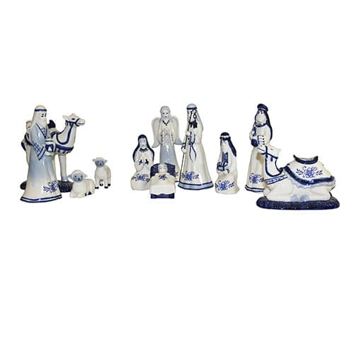 Kurt S. Adler Porcelain Delft Blue 11pc. Nativity Set - image 
