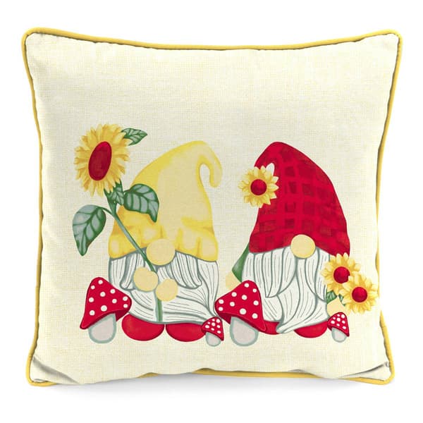 Jordan Manufacturing Gnome Daisies Outdoor Throw Pillow - image 