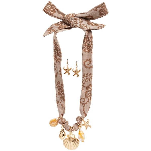 Ashley Cooper(tm) Gold-Tone Fabric Bow Knot Necklace & Earring Set - image 