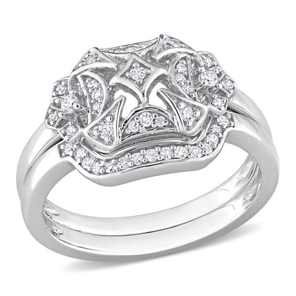 Diamond Classics&#40;tm&#41; 1/5ctw. Diamond Sterling Silver Bridal Ring Set - image 