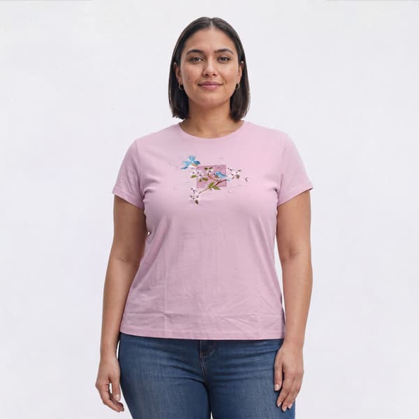 Plus Size Top Stitch By Morning Sun Bluebirds Besties Tee - image 