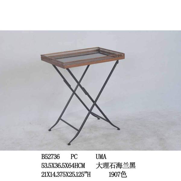 9th & Pike® Gold Metal and Marble Traditional Accent Tray Table