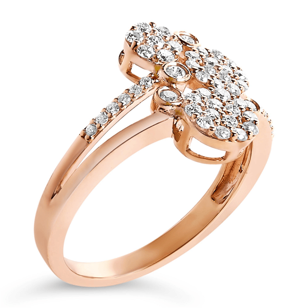 Haus of Brilliance Rose Gold Plated 1/2ctw. Diamond Bypass Ring