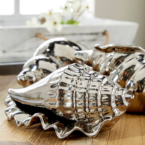 9th & Pike&#174; Metallic Coastal Seashell Sculpture - Set of 3
