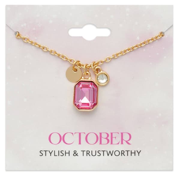 October Birthstone Crystal Charm Necklace - image 