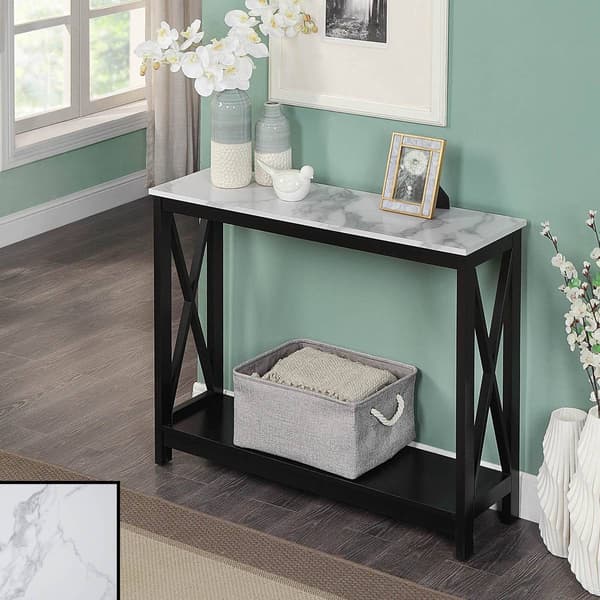 Convenience Concepts Oxford Faux Marble Top Console Table