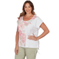 Plus Size Hearts of Palm Bloom Service Cap Sleeve Floral Blouse - image 3