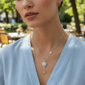 Saffron 1ctw. Turquoise Moissanite Key Pendant Necklace - image 5