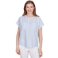 Womens Heart''s of Palm Aqua Fresh Short Sleeve Vertical Stripe S - image 1