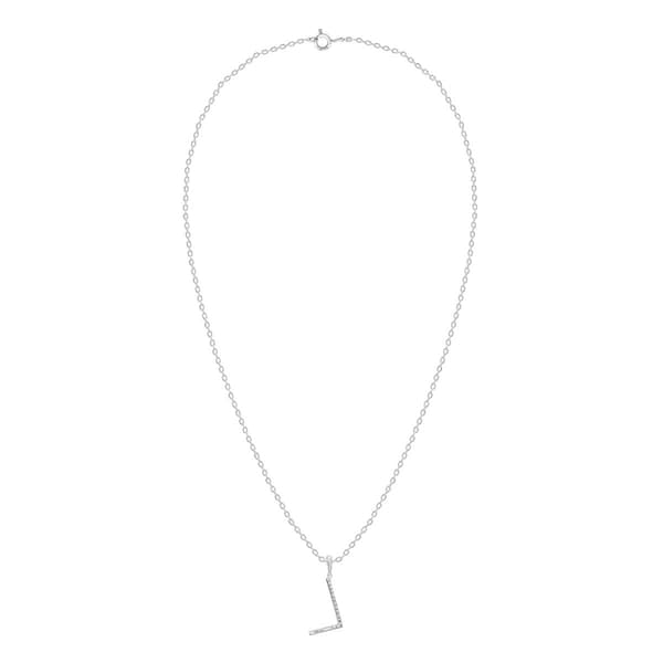 Nova Star® Sterling Silver Lab-Grown Diamond Initial L Pendant