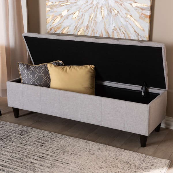 Baxton Studio Brette Wood Storage Bench Ottoman