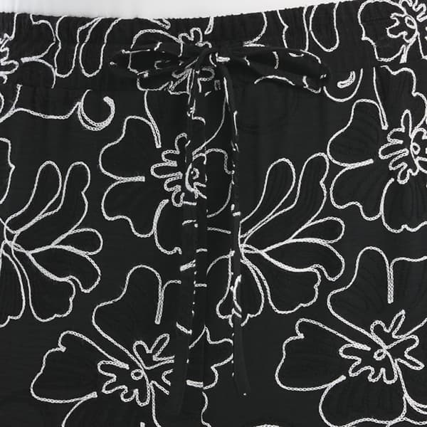 Plus Size Rafaella® Hibiscus Floral Embroidery Pull On Pants