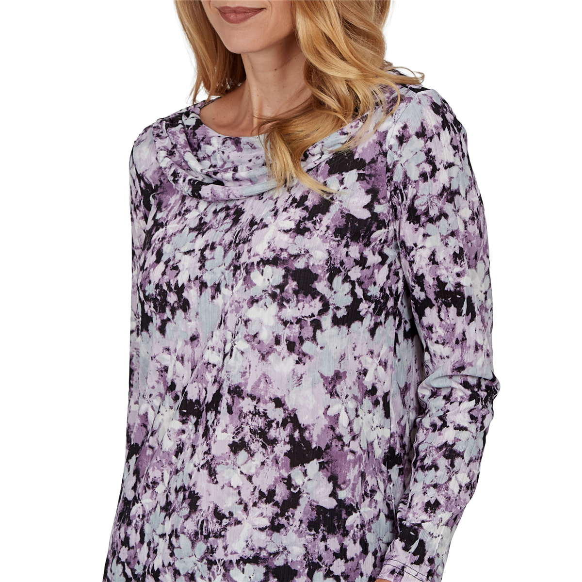 Petite Emaline Lavender Revelry Abstract Floral Blouse