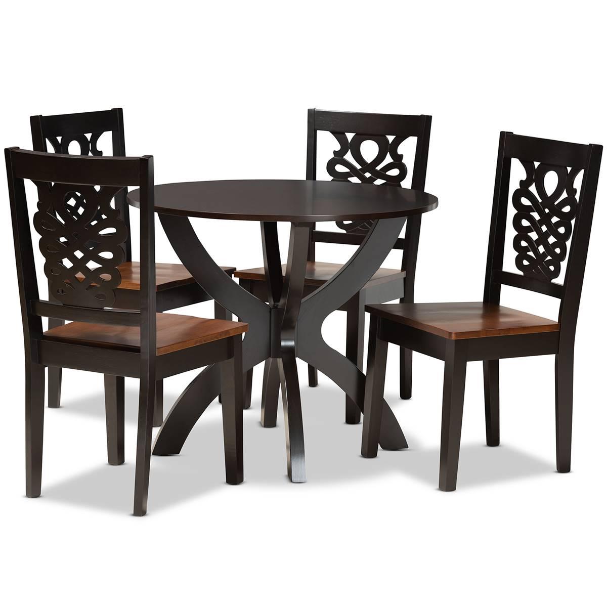 Baxton Studio Wanda 2-Tone Dark/Walnut Brown Wood 5pc....