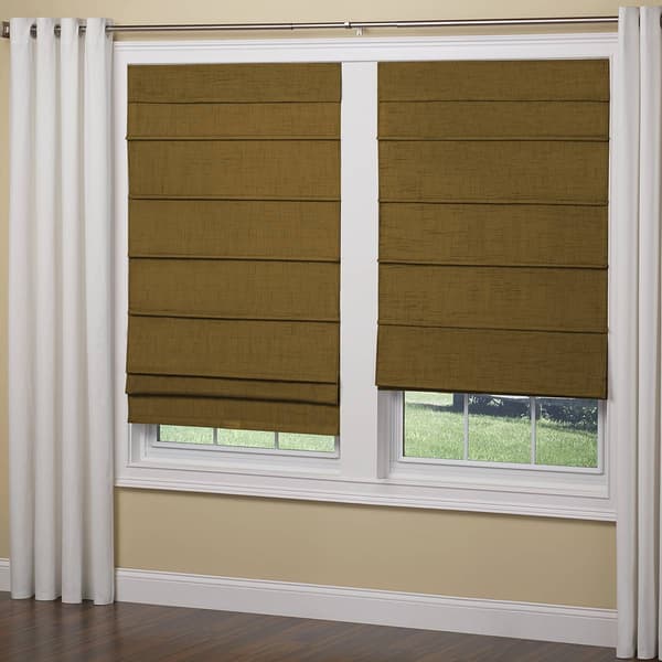 5in. Textured Fabric Roman Cordless Shades - Cafe