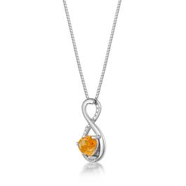 Gemminded Sterling Silver 6mm Heart Citrine Infinity Pendant