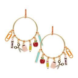 School Supplies Charm Hoop Earrings