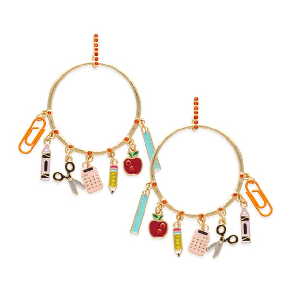 School Supplies Charm Hoop Earrings - image 