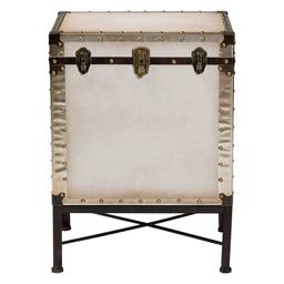 Baxton Studio Laura Vintage White Canvas Lift-Top End Table