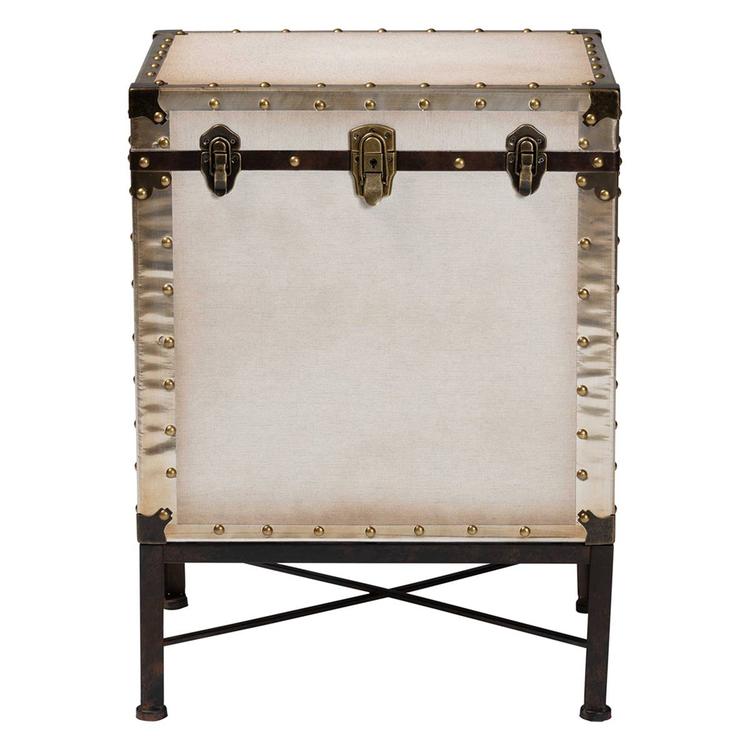 Baxton Studio Laura Vintage White Canvas Lift-Top End Table