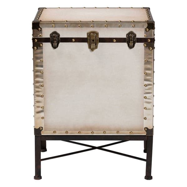 Baxton Studio Laura Vintage White Canvas Lift-Top End Table