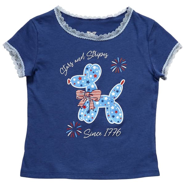 Girls (4-6x) Sweet Butterfly(R) Stars & Stripes Balloon Dog Tee - image 