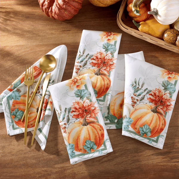 Threadmade Pumpkin Harvest Vine Napkins - Set of 4