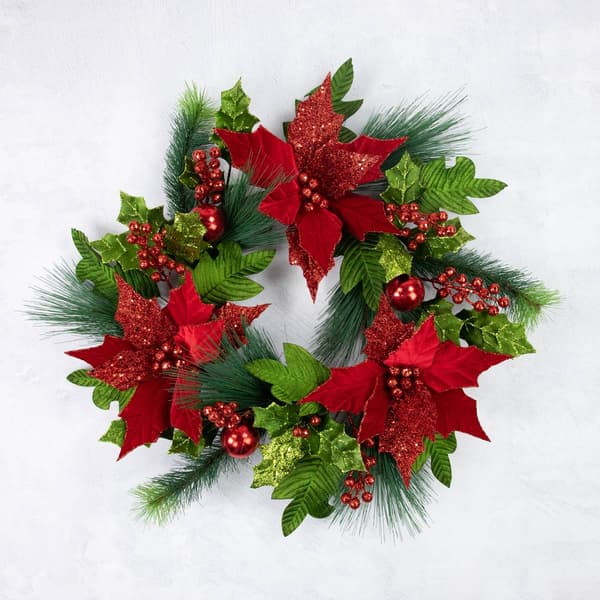 Northlight Seasonal 24in. Red Poinsettia Christmas Wreath