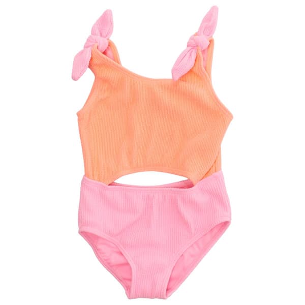 Girls &#40;4-6x&#41; Kensie Girl One Piece Cutout Neon Swimsuit - image 