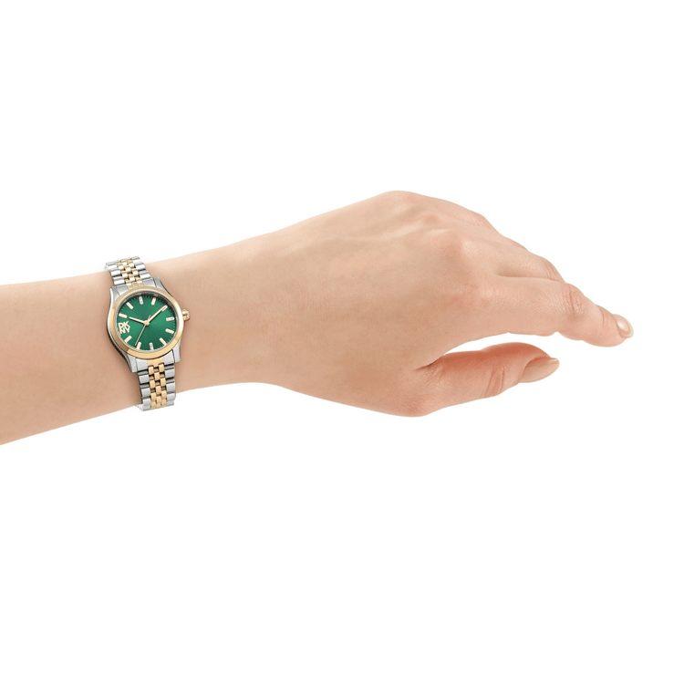 Womens DKNY Essentials Green Dial Two-Tone Watch - DK1L156M0095