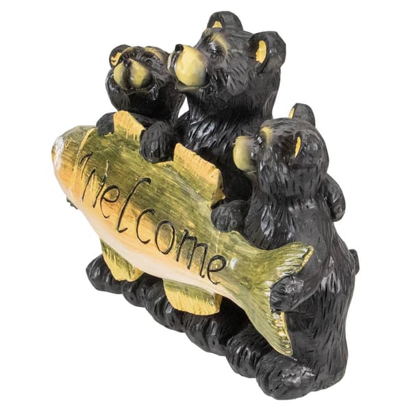 Northlight Seasonal 10in. Bear Family Welcome Sign Garden Statue