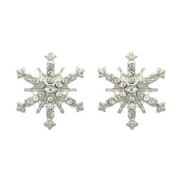 Crystal Stone Silver Snowflake Earrings