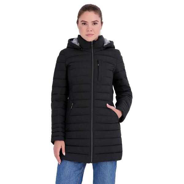 Womens Nautica Chest Zipper & Faux Fur Lined Hood Puffer