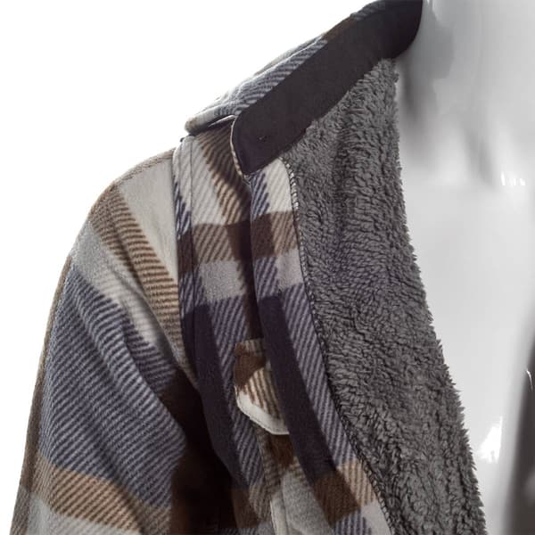 Mens Mountain Ridge Plaid Fleece CPO Jacket - Black/Brown