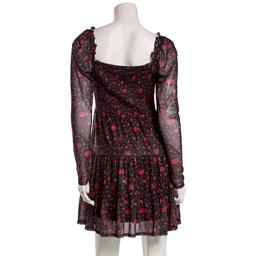 Juniors Jolt Long Sleeve Floral Print Smock Waist A-Line Dress