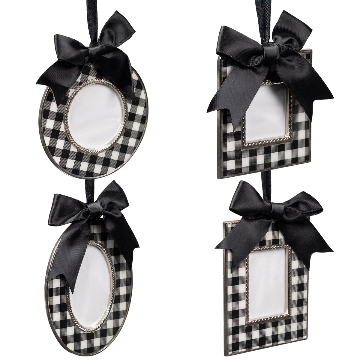 Northlight 4ct. Plaid Photo Frame Christmas Ornaments with Bows